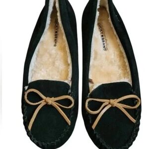 Black suede like sliding in warm slippers